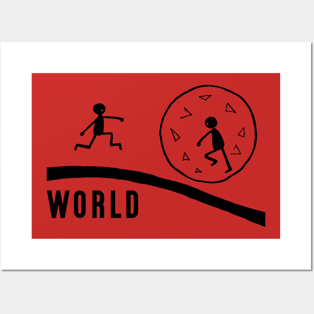 world advertisement of stick figures Wall Art by STICKY ROLL FRONTE